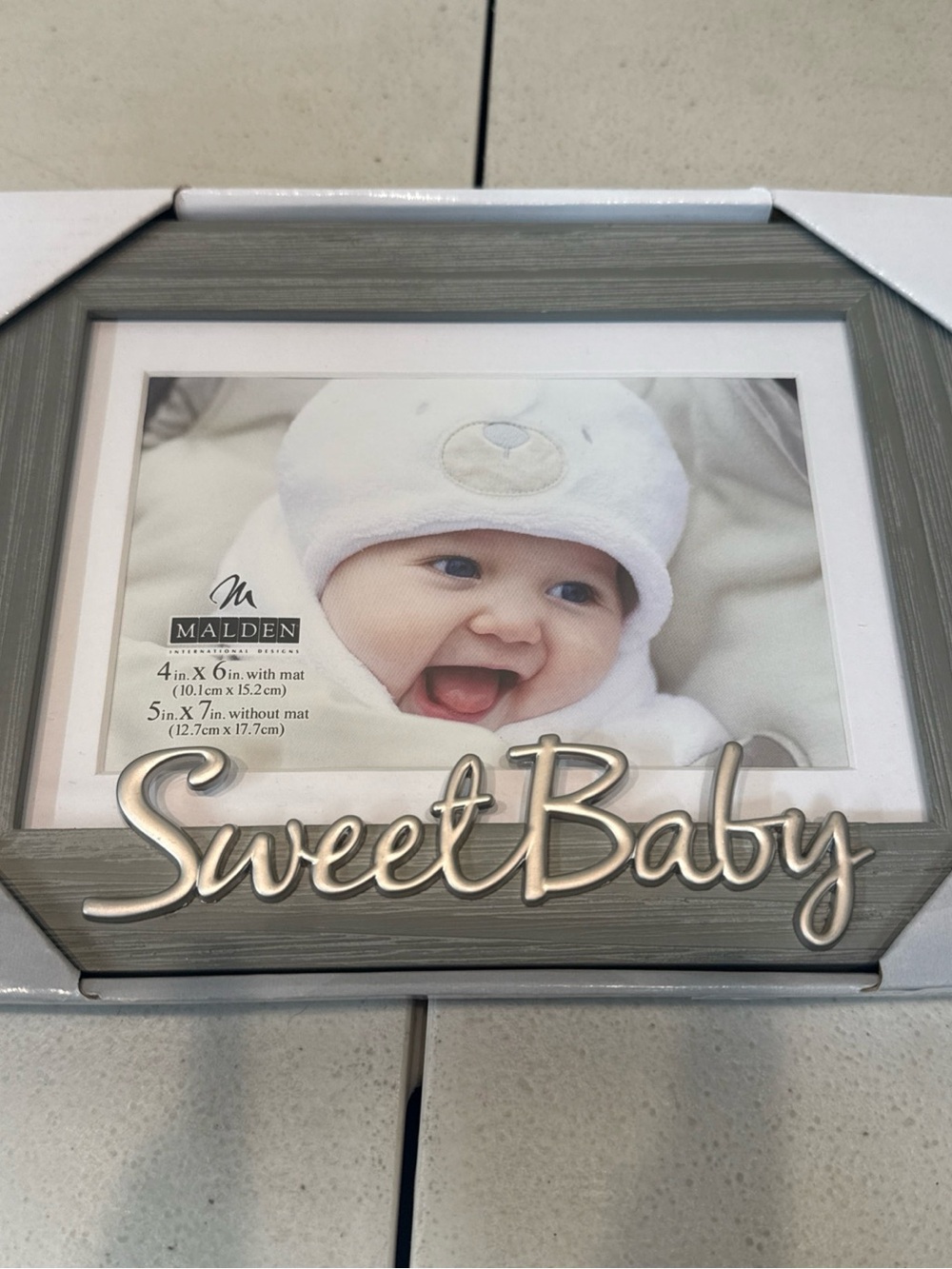 “Sweet Baby” Grey Wooden Frame with White Matte - New!